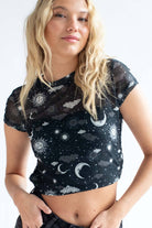 Celestial Mesh Backless Crop Tee