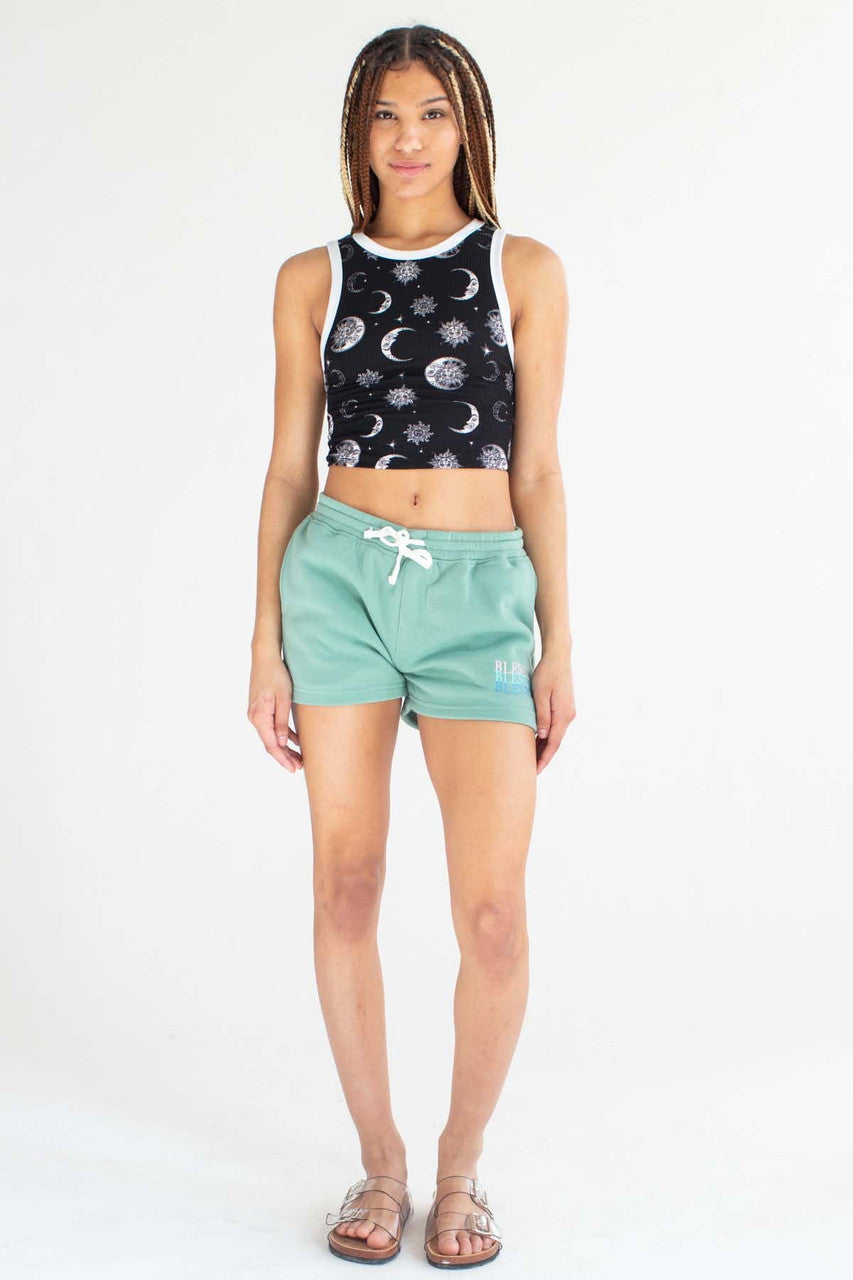 Black Sun & Moon Ringer Tank