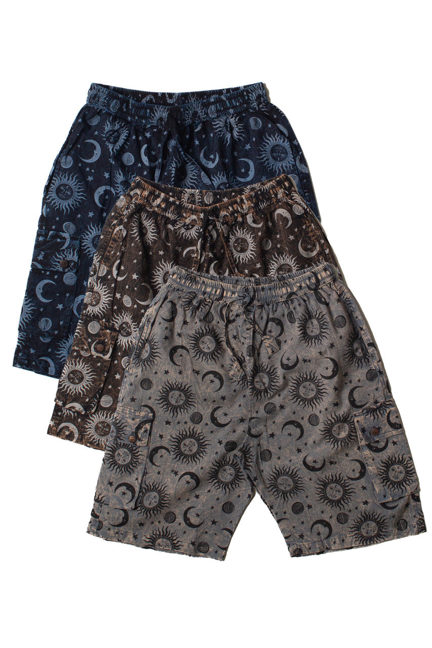 Mineral Wash Celestial Cargo Shorts
