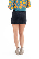 Charcoal Corduroy Button Front Skirt
