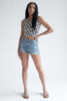 Charcoal Floral Snap Up Tank