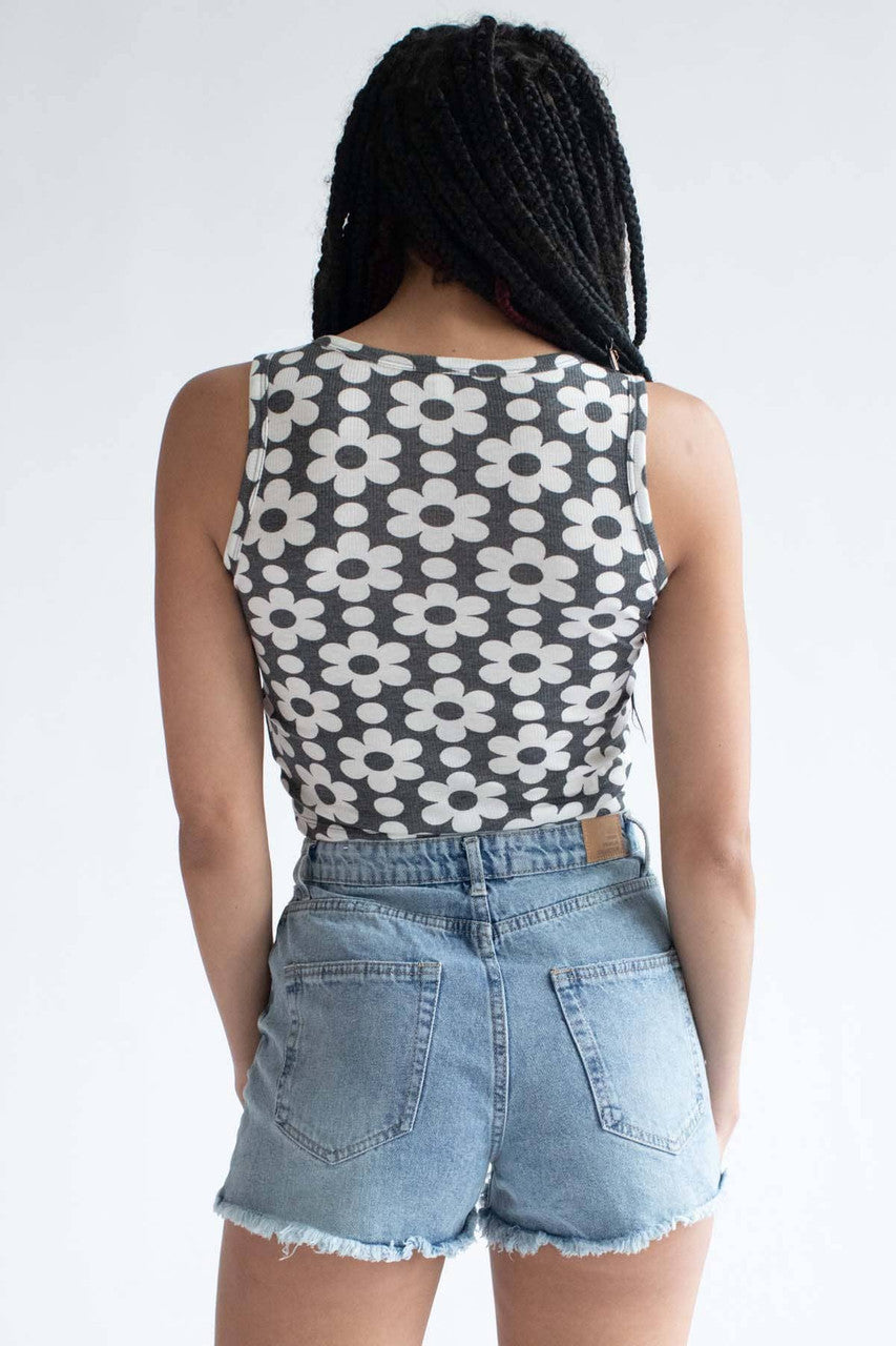 Charcoal Floral Snap Up Tank