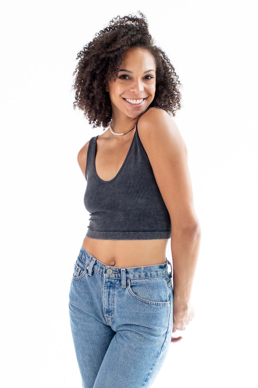 Charcoal Heavy Ribbed Seamless Tank Top