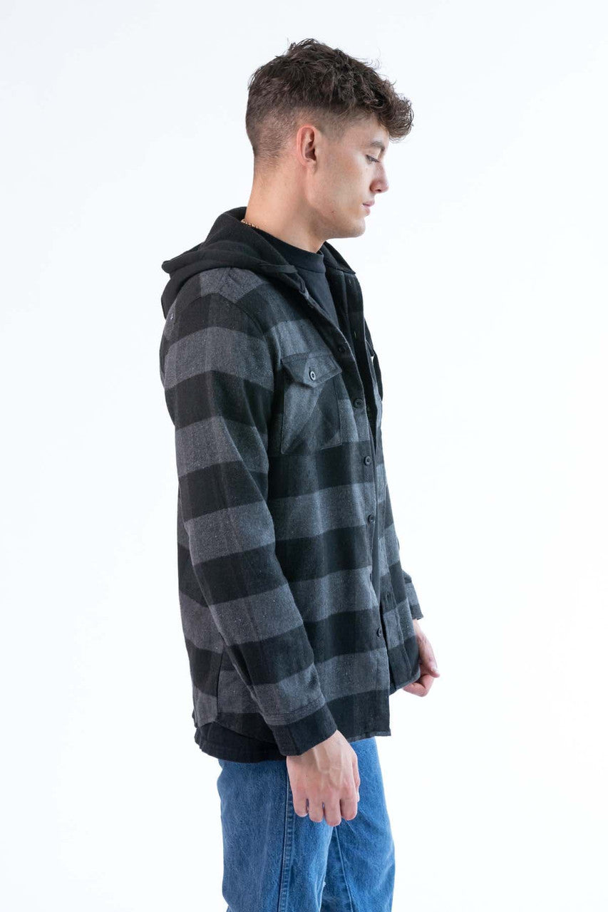 Charcoal Hooded Flannel Shirt