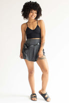 Charcoal Houndstooth Pleated Skirt