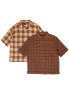 Brown Check Woven Knit Button Up Shirt