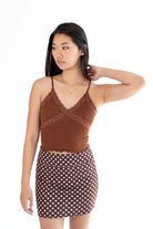 Chestnut Lace Trimmed Ribbed Cami