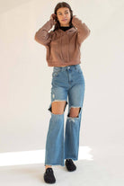 Chocolate Cropped Hoodie
