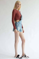 Clay Seamless Long Sleeve Crew Neck Crop Top