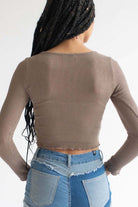 Cocoa Brushed Thermal Button Up Top