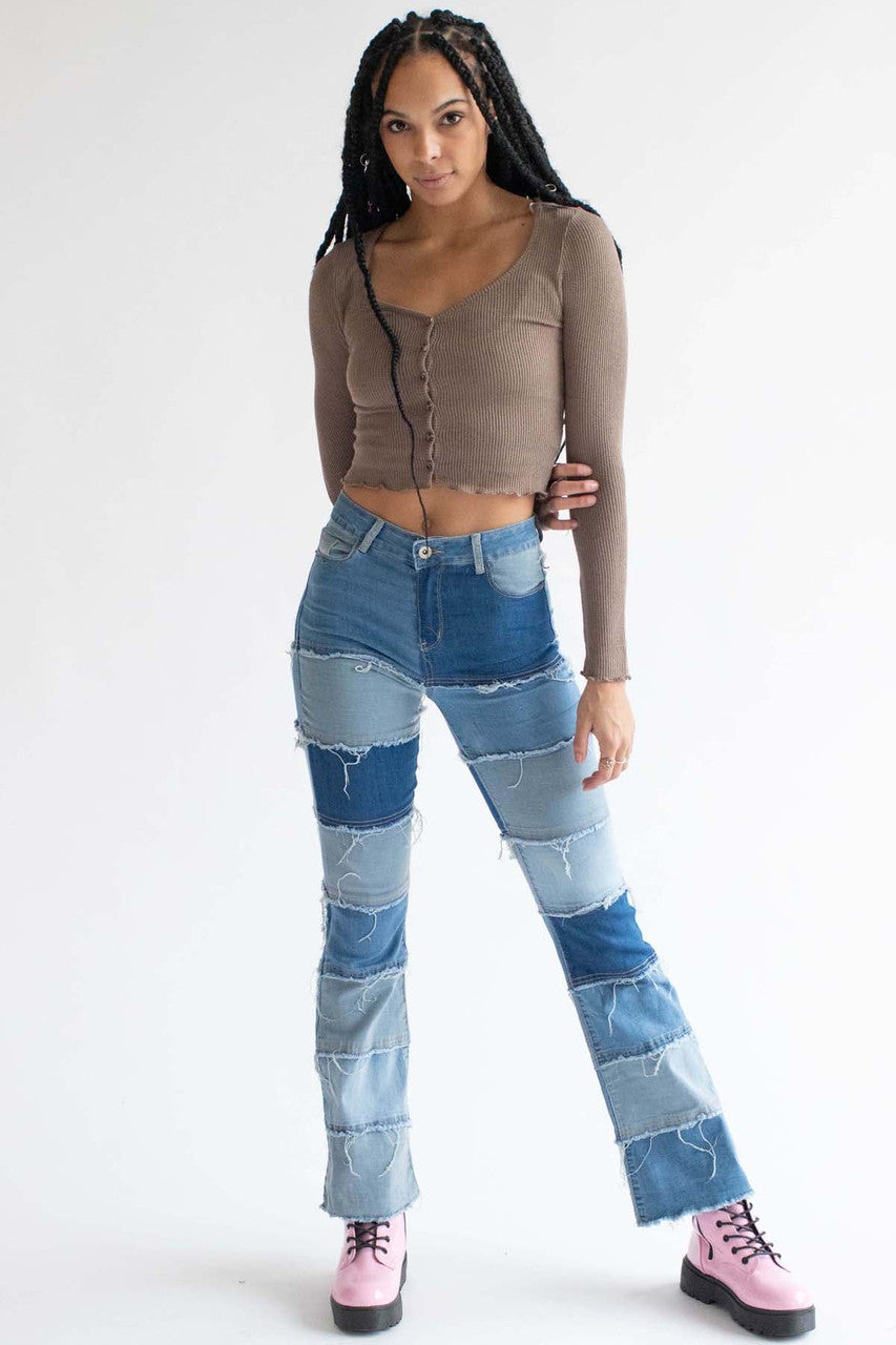 Cocoa Brushed Thermal Button Up Top