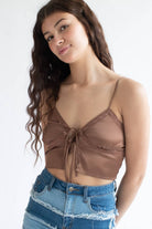 Cocoa Double Tie Stretch Satin Cami