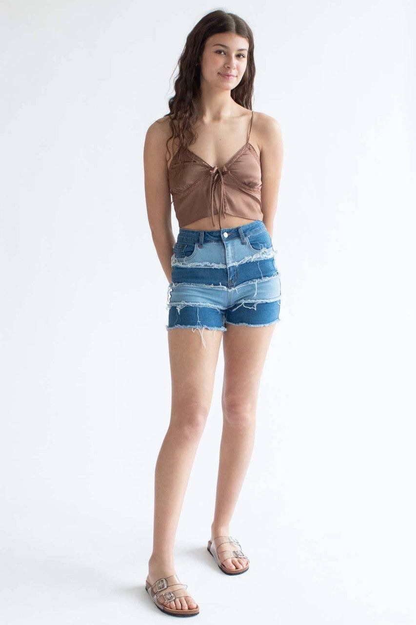 Cocoa Double Tie Stretch Satin Cami