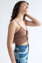 Cocoa Double Tie Stretch Satin Cami