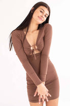 Cocoa Keyhole Cutout Long Sleeve Mini Dress