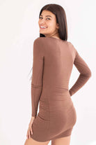 Cocoa Keyhole Cutout Long Sleeve Mini Dress