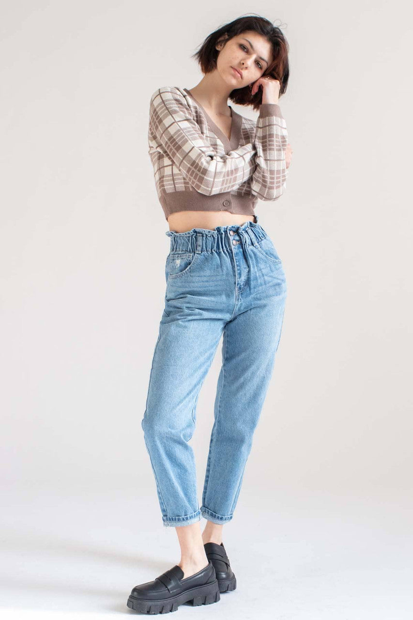Cocoa Plaid Mini Cardigan