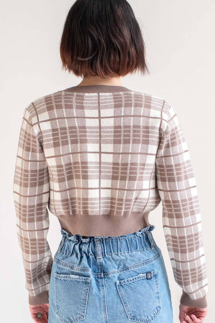 Cocoa Plaid Mini Cardigan