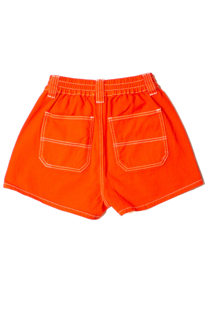 Orange Contrast Seam Carpenter Shorts