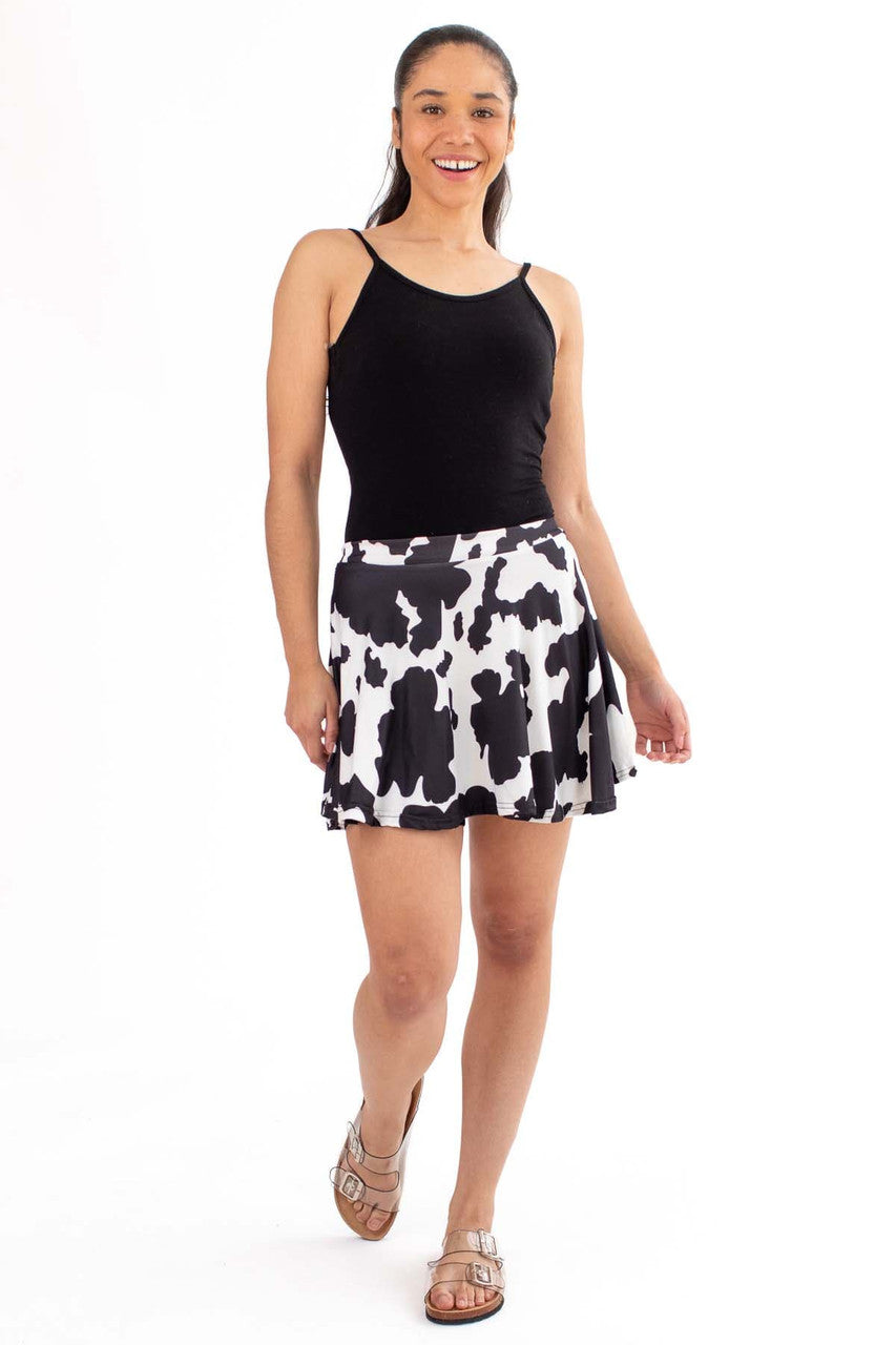 Cow Print Skater Skirt