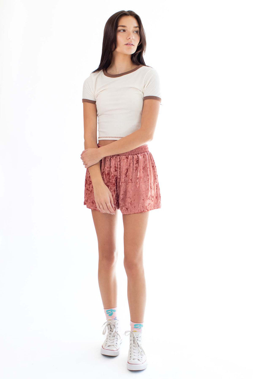 Cream & Brown Ringer Tee