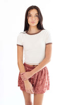 Cream & Brown Ringer Tee