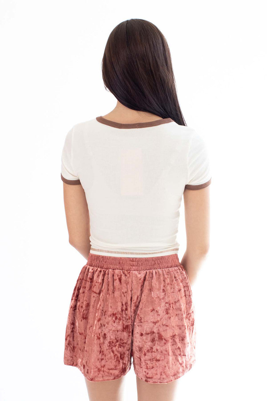 Cream & Brown Ringer Tee