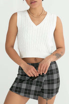 Cream Cable Knit Sweater Vest 1