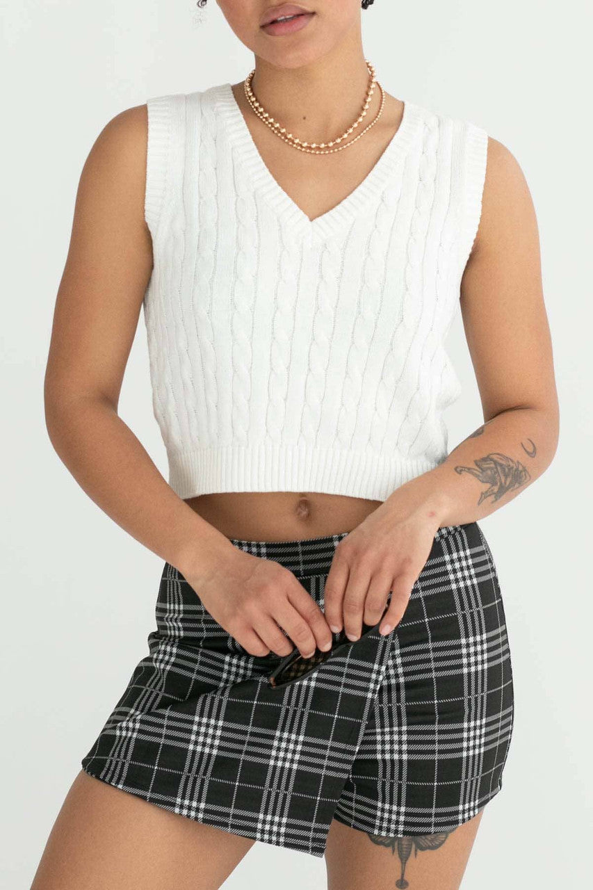 Cream Cable Knit Sweater Vest 1