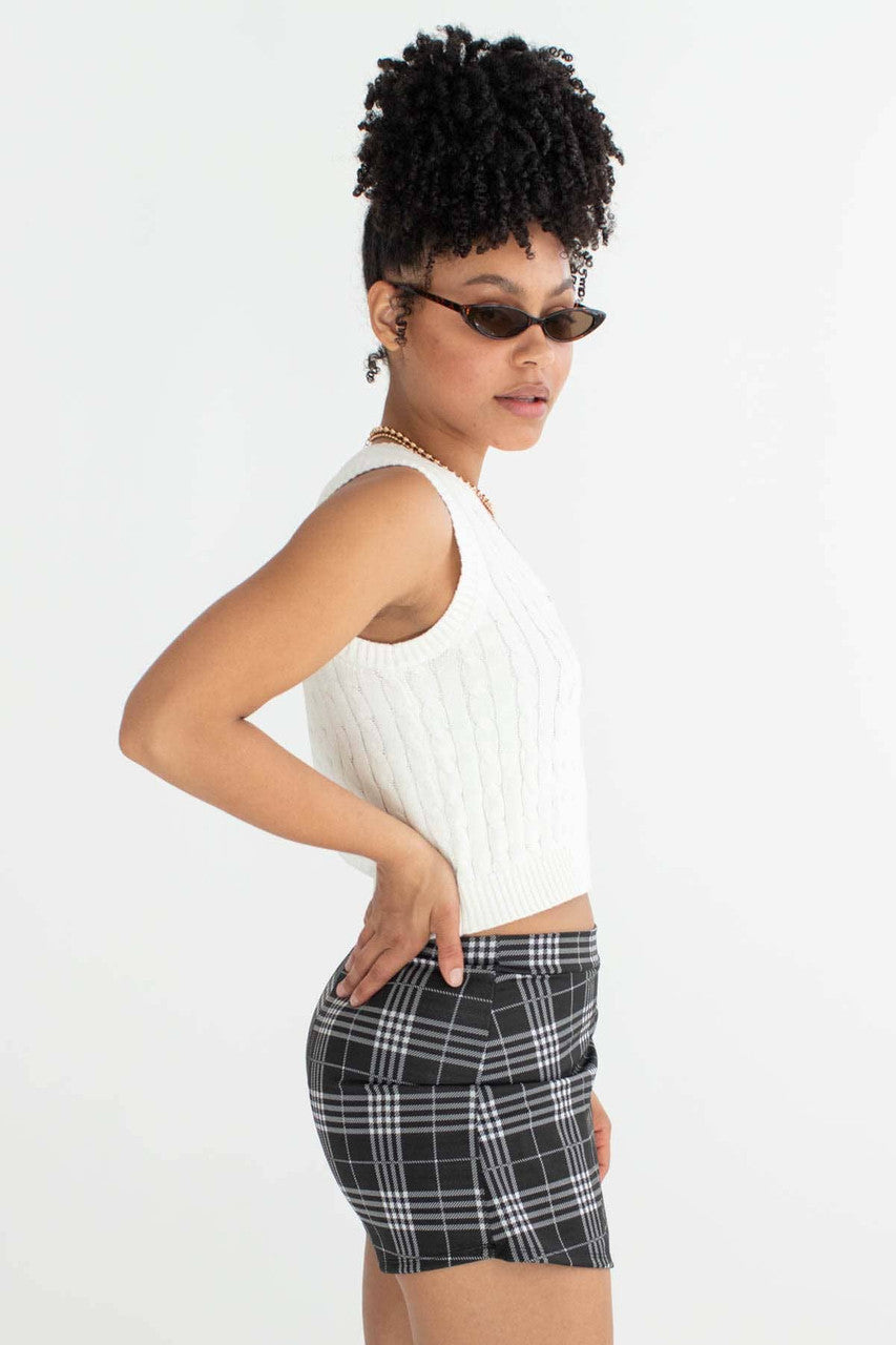 Cream Cable Knit Sweater Vest 1