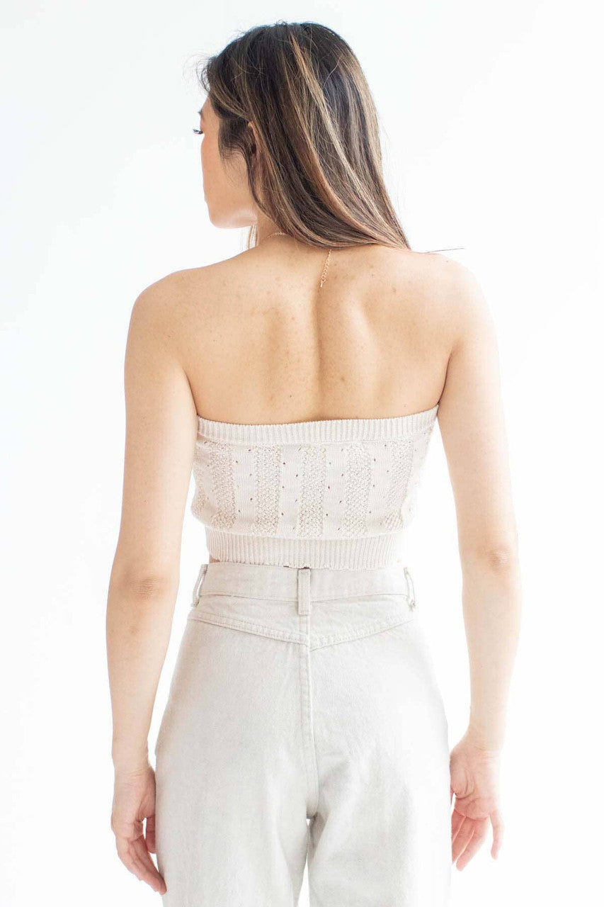 Cream Knit Sweater Tube Top