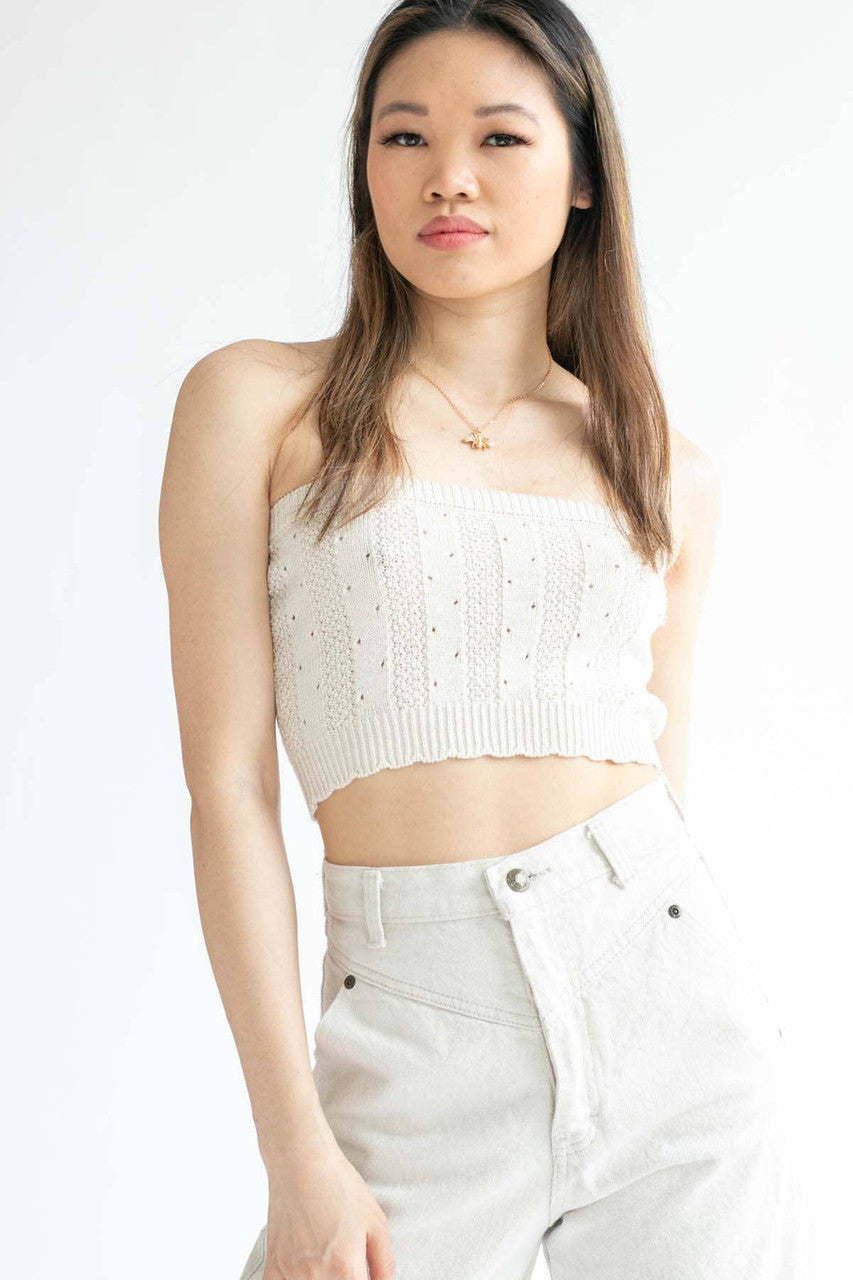 Cream Knit Sweater Tube Top