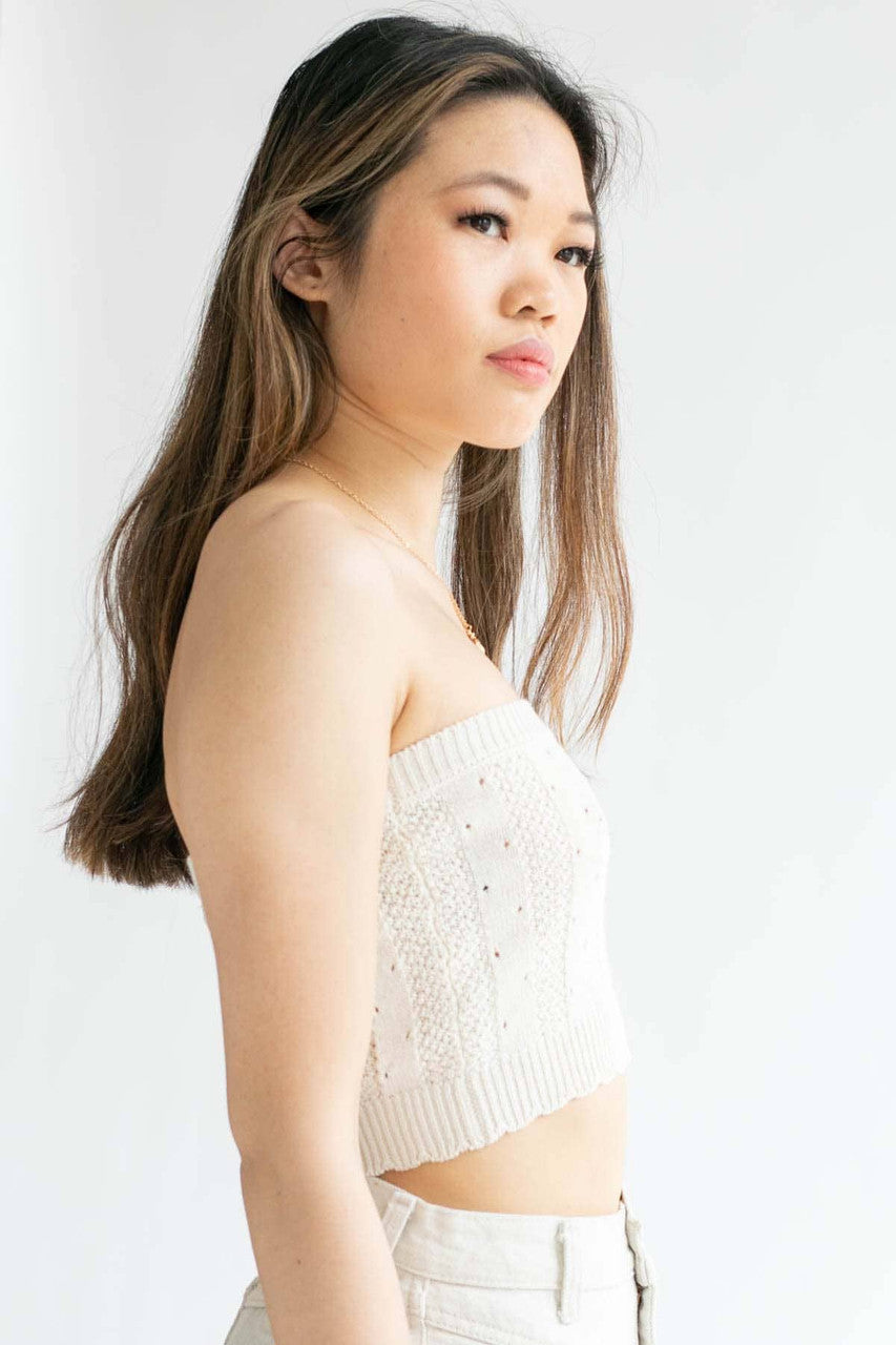Cream Knit Sweater Tube Top