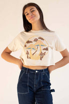 Cream Mushrooms In The Clouds Cropped Tee