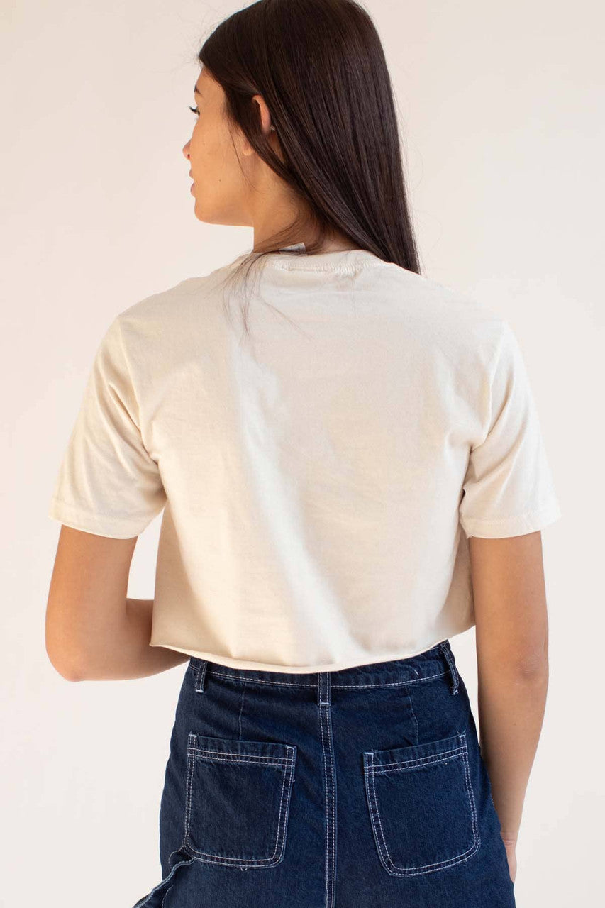 Cream Mushrooms In The Clouds Cropped Tee