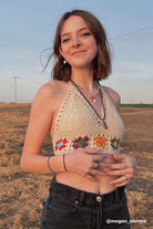 Crochet Flower Detail Tie Top