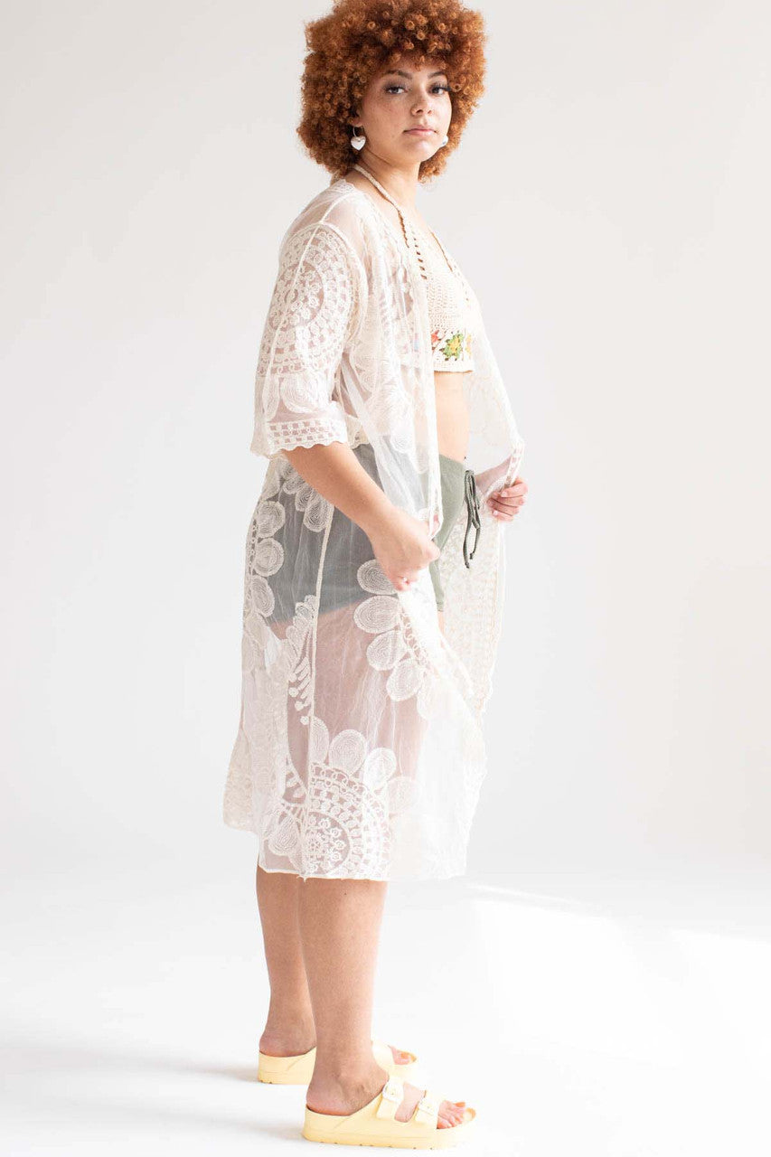 Natural Crochet Mandala Duster