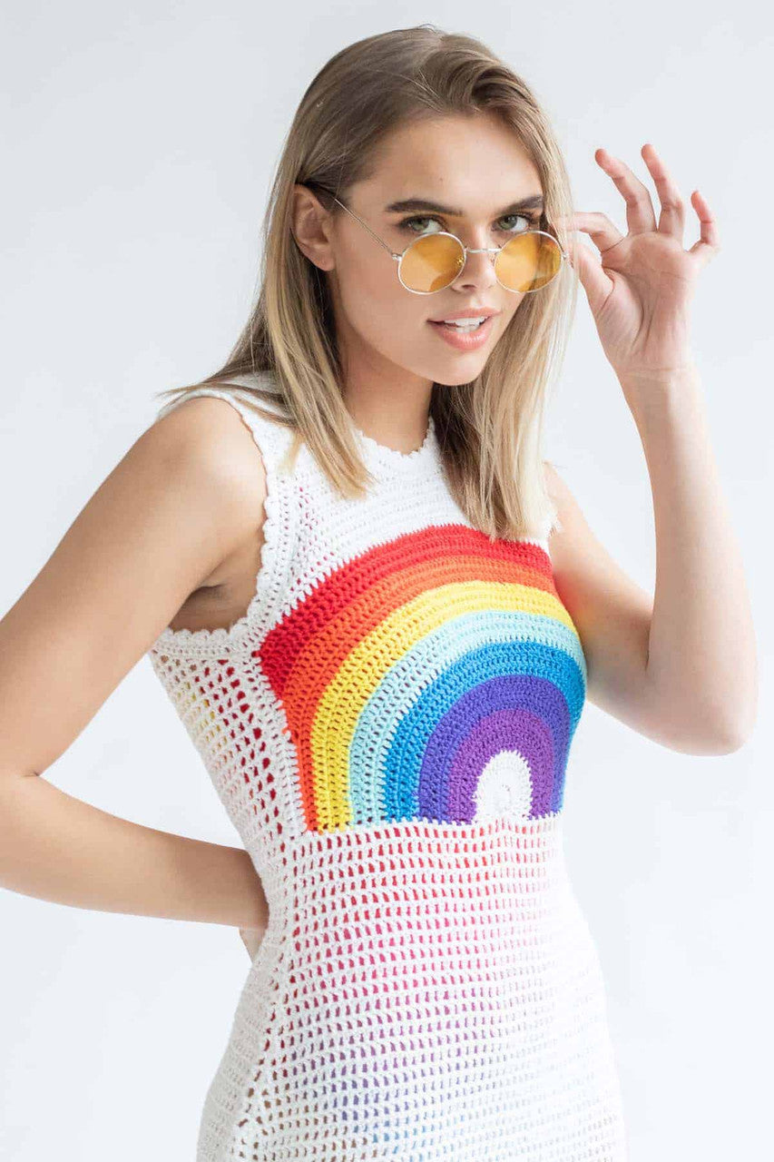 Rainbow Crochet Dress Ragstock Rainbow Crochet Dress Ragstock