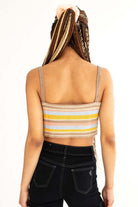 Mustard Striped Crochet Crop Tank