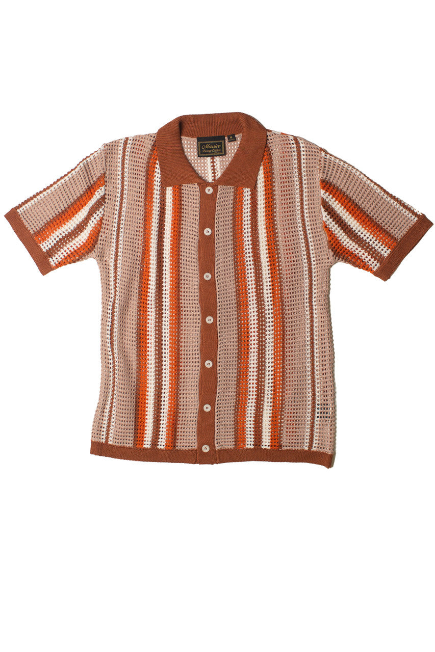 Warm Brown Crochet Button Up Shirt
