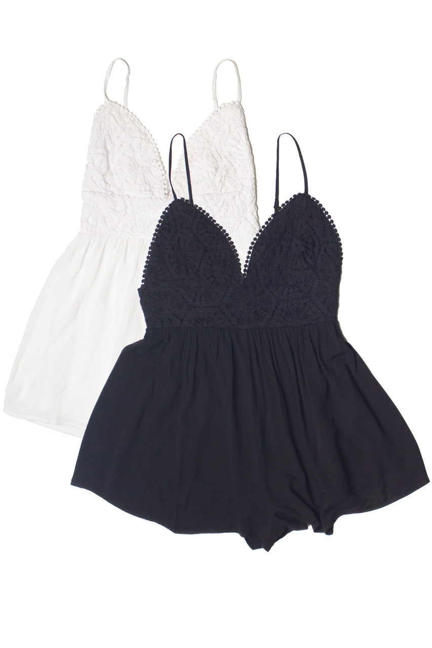 Crochet Lace Top Romper 