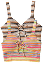 Crochet Stripe Bow Front Tank Top