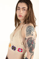 Crochet Flower Detail Tie Top