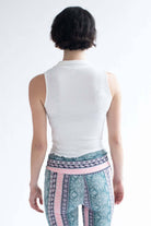 White Ribbed Sleeveless Polo 1