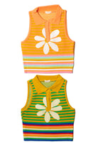 Pastel Rainbow Daisy Knit Tank