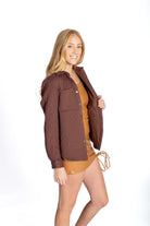 Dark Brown Diamond Quilted Sweat Jacket