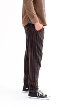 Dark Brown Pinstriped Cotton Pants