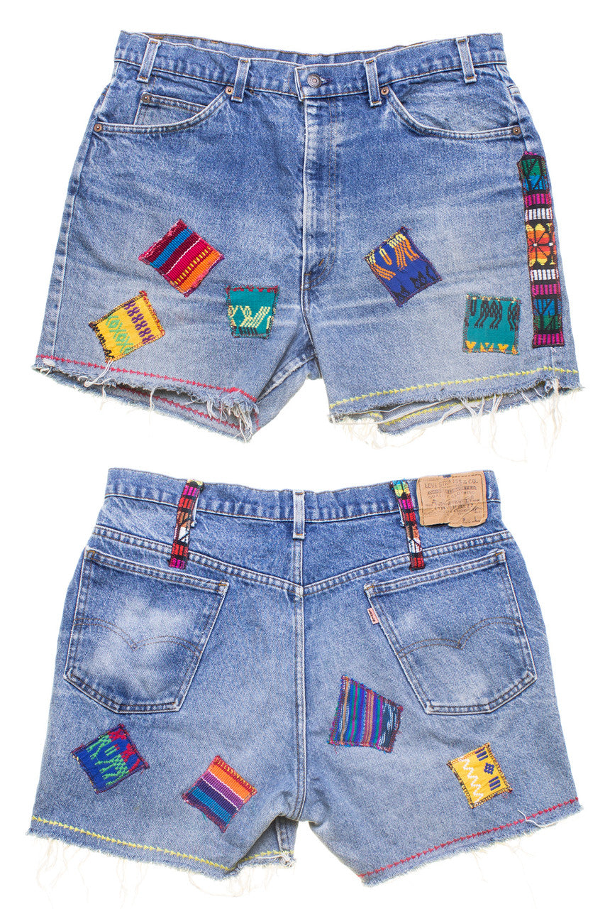 Patchwork Denim Shorts