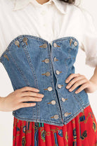 Denim Two-Piece Button Up Vintage Top