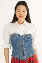Denim Two-Piece Button Up Vintage Top
